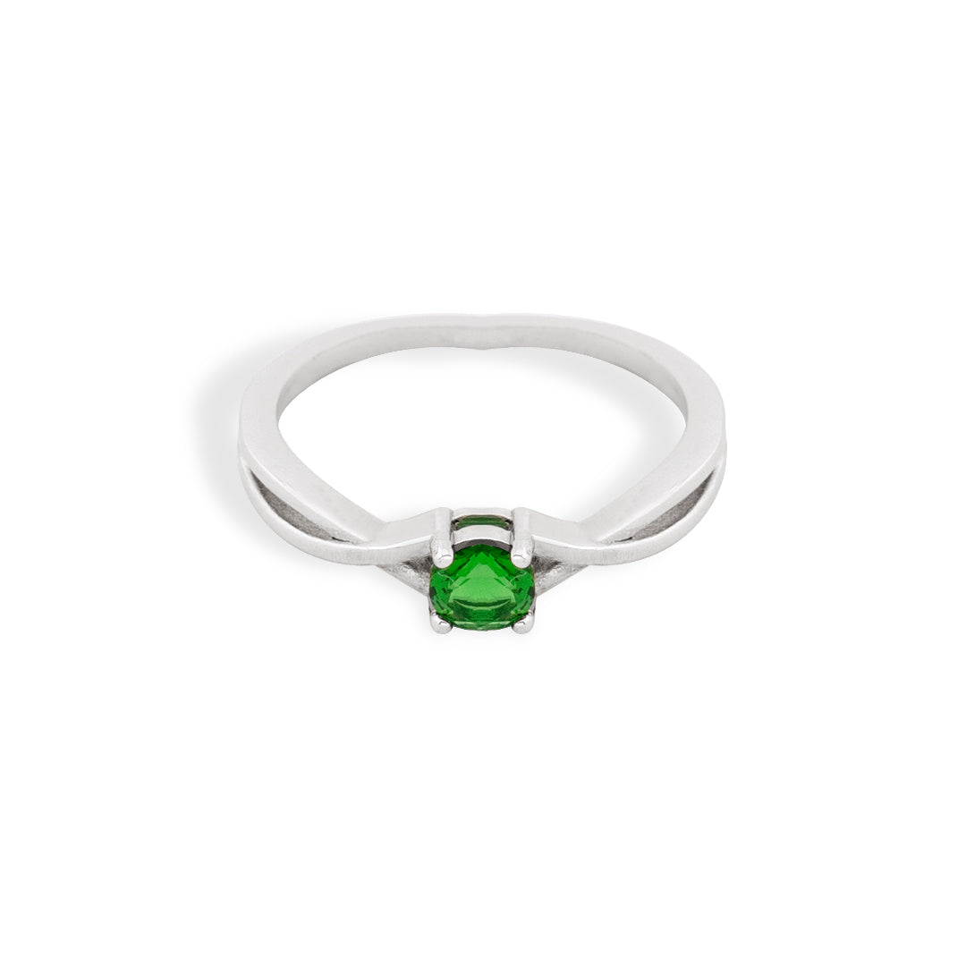 EMERALD AND SAPPHIRE TWISTED WHITE RING