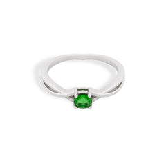 EMERALD AND SAPPHIRE TWISTED WHITE RING