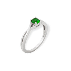 EMERALD AND SAPPHIRE TWISTED WHITE RING