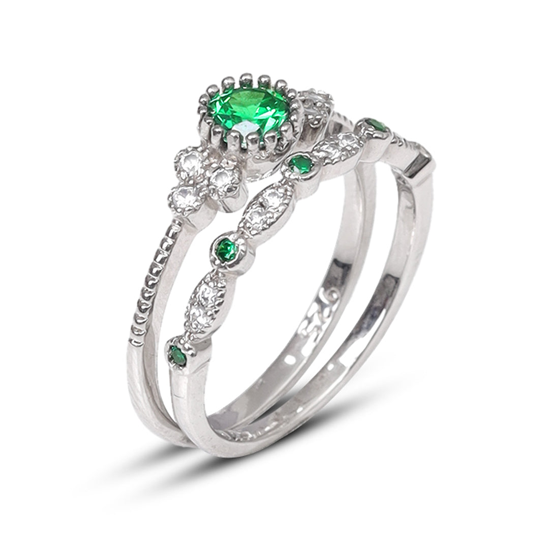 VINTAGE GREEN HALO RING