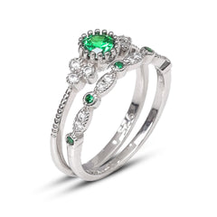 VINTAGE GREEN HALO RING