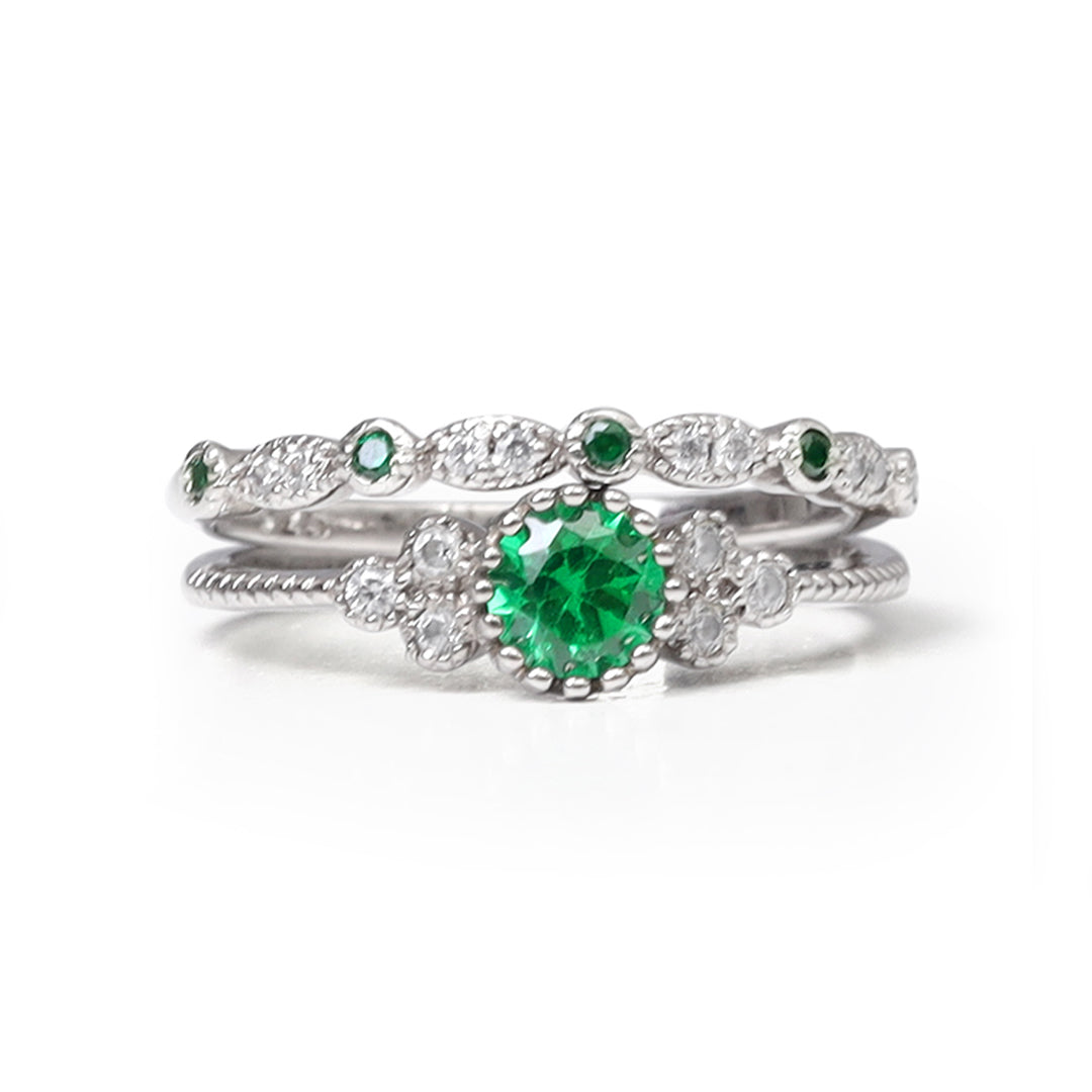 VINTAGE GREEN HALO RING