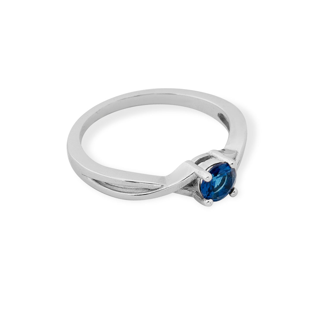 EMERALD AND SAPPHIRE TWISTED WHITE RING