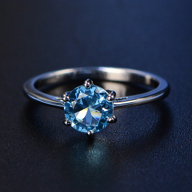 AQUA MARINE ROUND CUT RING