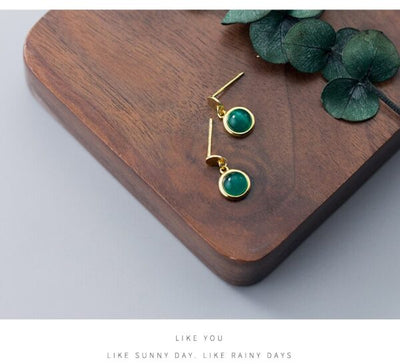 GREEN OPAL DANGLE EARRINGS
